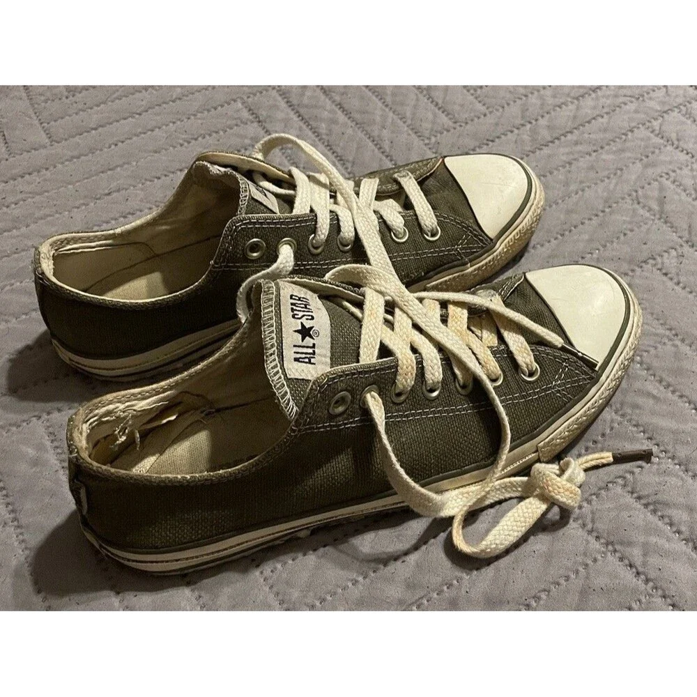 Vintage Converse All Stars Shoes Mens Size 10 Army Green Y2K Natural Hemp Rare
